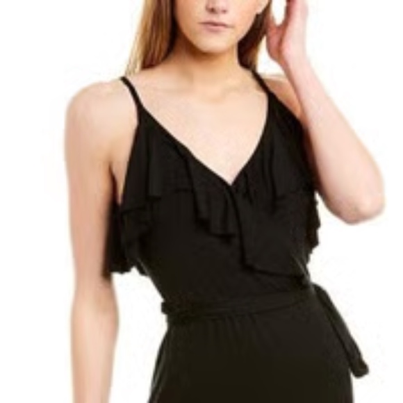 Rachel Pally Lita Black Dress Wrap Front Ruffle Trim I XS I Jersey Knit - Picture 7 of 11